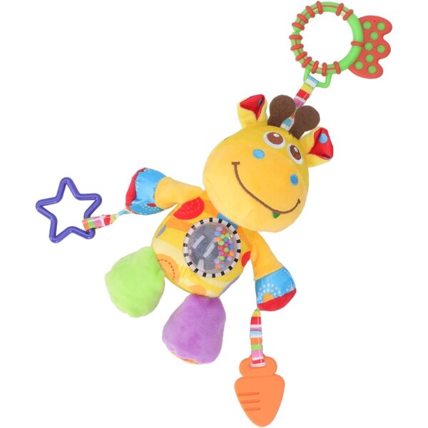 Baby-Plüschrassel mit Tiermotiven, beruhigender Glocke und praktisch zum Aufhängen