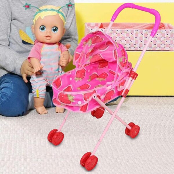 Puppen-Poussette mit verstellbarem Baldachin – leichtes Rollenspielspielzeug