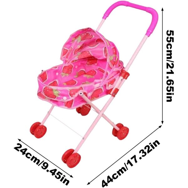 Puppen-Poussette mit verstellbarem Baldachin – leichtes Rollenspielspielzeug