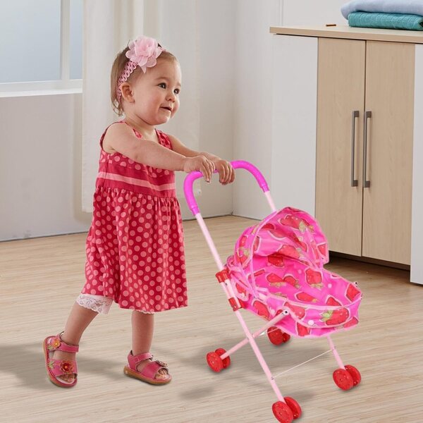 Puppen-Poussette mit verstellbarem Baldachin – leichtes Rollenspielspielzeug