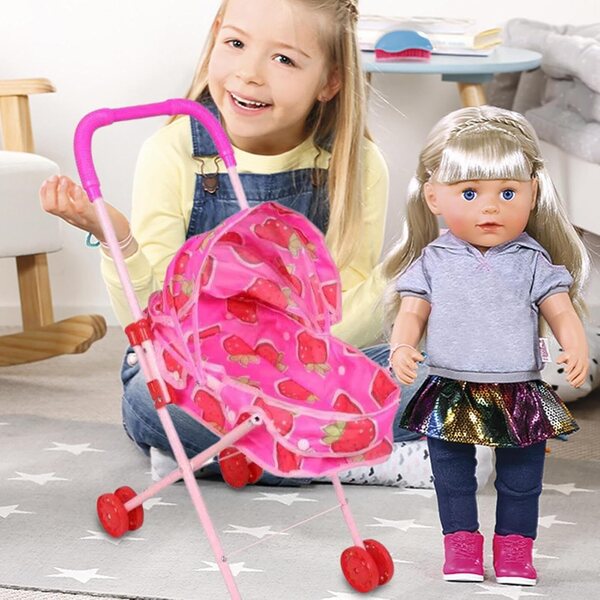 Puppen-Poussette mit verstellbarem Baldachin – leichtes Rollenspielspielzeug