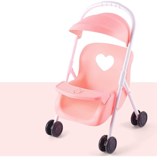 Rosa Poussette und Puppe für Kleinkinder mit realistischen Accessoires und Geräuschen