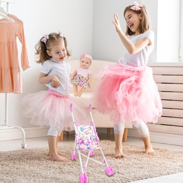 Realistische 25-cm-Puppe mit Kinderwagen – Rollenspiel für Kinder, inklusive Zubehör