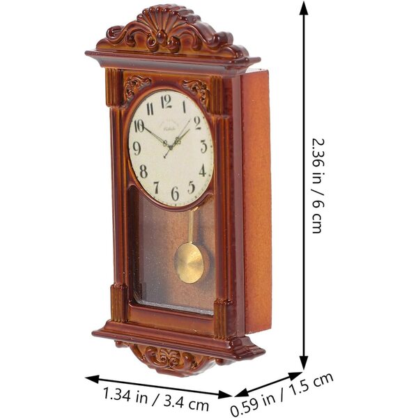 Mini Orologio a Pendolo in Legno Marrone per Casa delle Bambole ERINGOGO