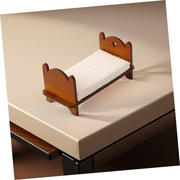 UPKOCH Letto Singolo in Miniatura Legno per Casa delle Bambole, Dettagli Realistici e Vintage
