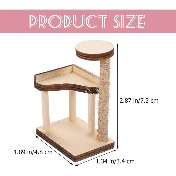Мини дървени мебели Toyvian: Миниатюрно котешко дърво за куклена къща