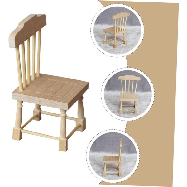 ERINGOGO Holzstuhl für Puppenhaus, realistische und fertige Mini-Möbel