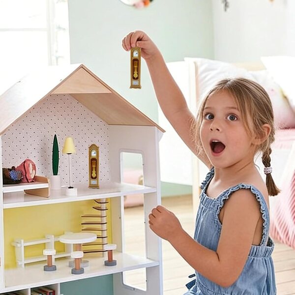 1:12 Vintage Miniatur-Standuhr mit funktionierendem Pendel – viktorianische Puppenhaus-Dekoration