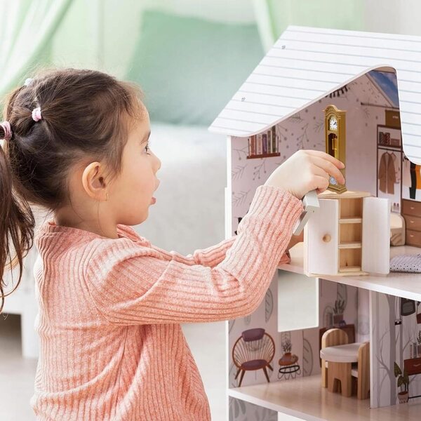 1:12 Vintage Miniatur-Standuhr mit funktionierendem Pendel – viktorianische Puppenhaus-Dekoration