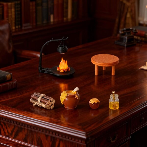 Set cucina in miniatura 1/12 con stufa a legna e barattolo dolci per casa bambole