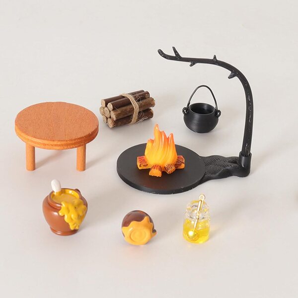 Set cucina in miniatura 1/12 con stufa a legna e barattolo dolci per casa bambole