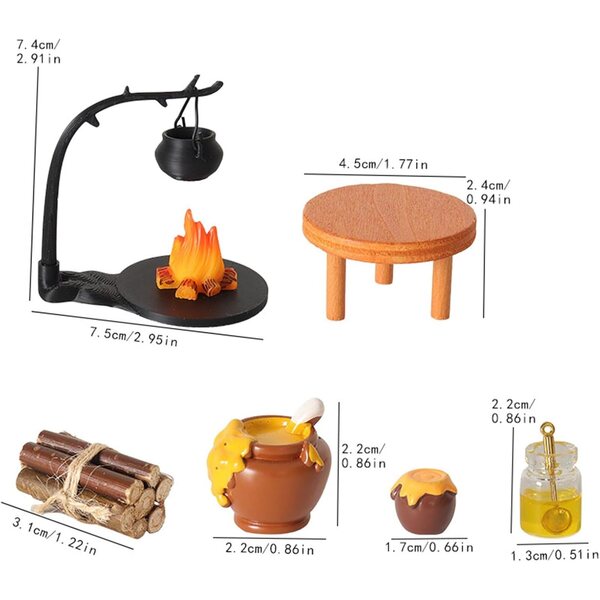Set cucina in miniatura 1/12 con stufa a legna e barattolo dolci per casa bambole