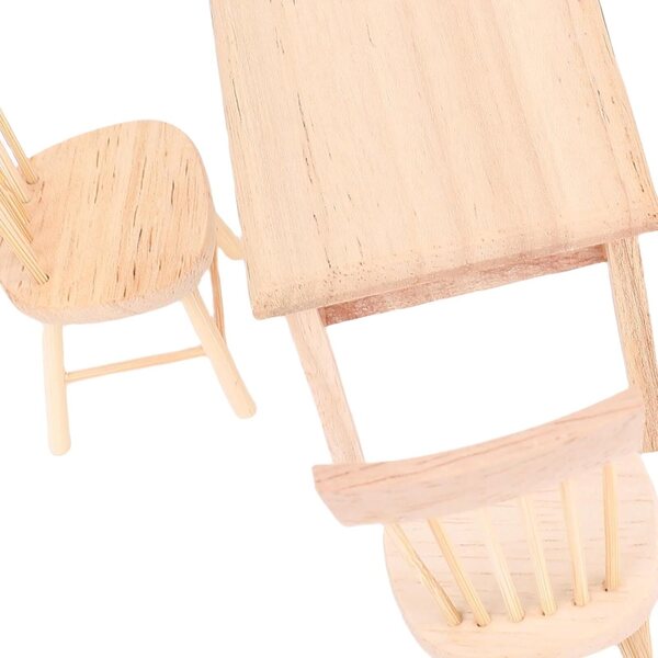 Set Mobili in Legno per Casa delle Bambole con Tavolo e 4 Sedie in Quercia