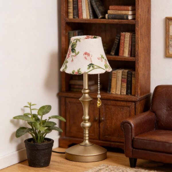 Lampada da Tavolo Miniatura Casa delle Bambole 1:12 con Illuminazione LED in Metallo