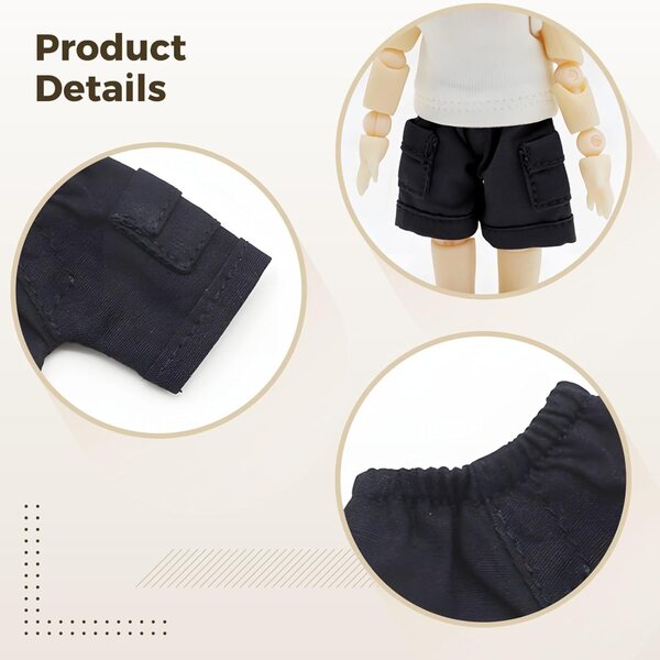 Schwarze Jeansshorts für 6,1 x 4,6 cm große Figuren – langlebig, handgefertigt und lichtecht