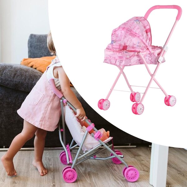 Zusammenklappbarer PP-Puppenwagen, Baby-Rollenspiel, ideales Geschenk