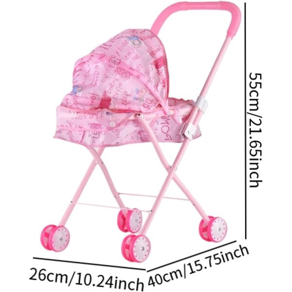 Zusammenklappbarer PP-Puppenwagen, Baby-Rollenspiel, ideales Geschenk