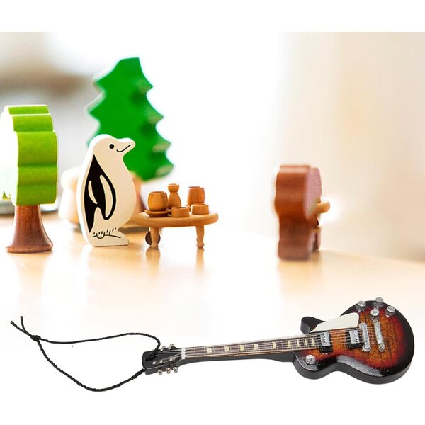 Modello Miniatura Chitarra Elettrica in Legno 12x4 cm - Ornamento Regalo Musicale