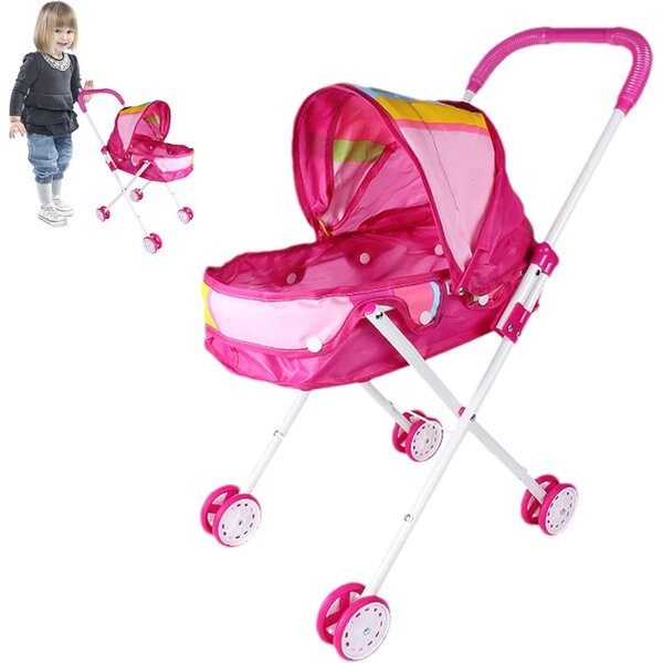 2-in-1-Puppenwagen mit abnehmbarem Stuhl und verstellbarem Verdeck