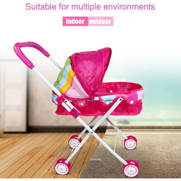 2-in-1-Puppenwagen mit abnehmbarem Stuhl und verstellbarem Verdeck