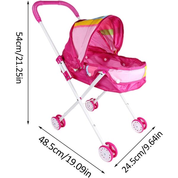 2-in-1-Puppenwagen mit abnehmbarem Stuhl und verstellbarem Verdeck