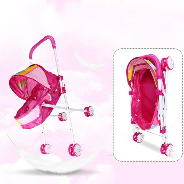 2-in-1-Puppenwagen mit abnehmbarem Stuhl und verstellbarem Verdeck