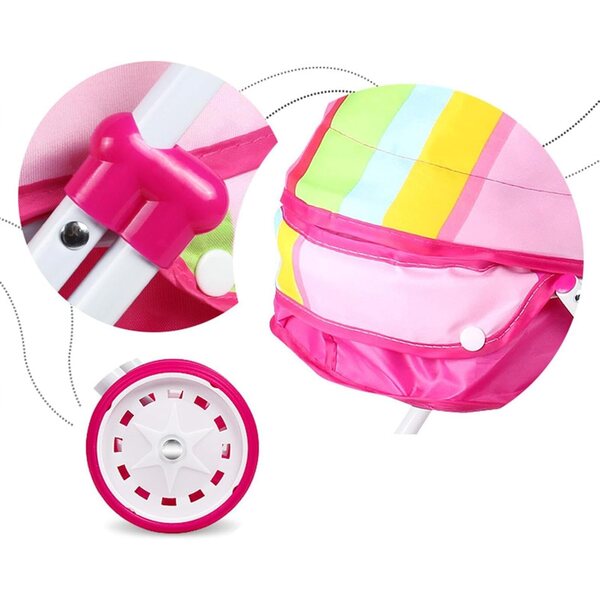 2-in-1-Puppenwagen mit abnehmbarem Stuhl und verstellbarem Verdeck