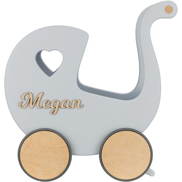 Landau Poussette für Holzpuppen, personalisierbar mit Namen – sicheres und langlebiges Design