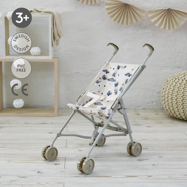 Puppa Skrållan Beige & Grauer zusammenklappbarer Kinderwagen mit Sicherheitsgurten