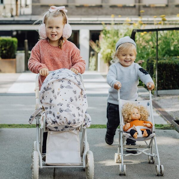Puppa Skrållan Beige & Grauer zusammenklappbarer Kinderwagen mit Sicherheitsgurten