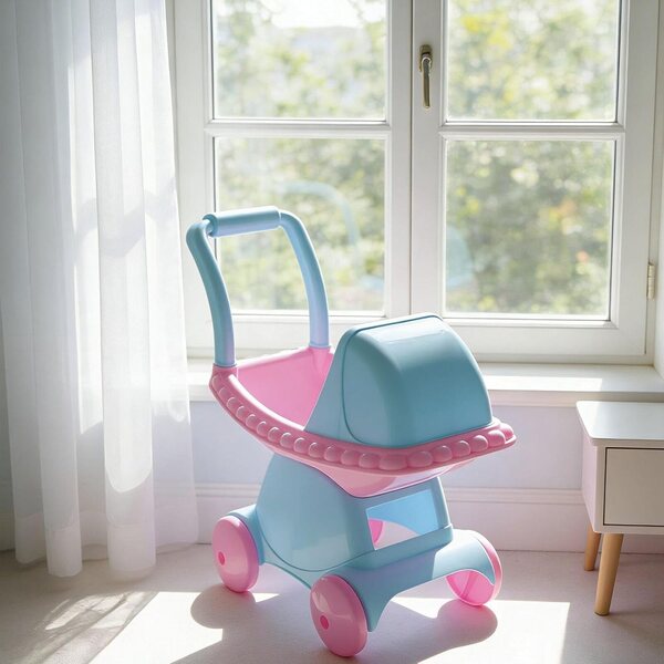 Rosa Sharplace-Puppenpoussette, realistisches Rollenspiel, 12x21x23 cm, sicher und widerstandsfähig