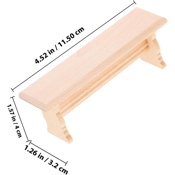 HEMOTON Mini Panca in Legno per Case delle Bambole, Decorazione Miniatura Realistica