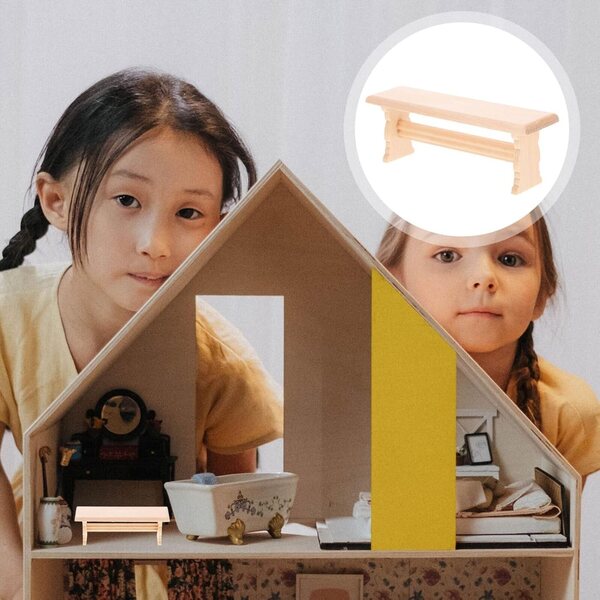 HEMOTON Mini Panca in Legno per Case delle Bambole, Decorazione Miniatura Realistica