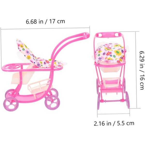 Miniatur-Poussette für rosa Puppen, realistisch und kompakt für Spiele und Dekorationen