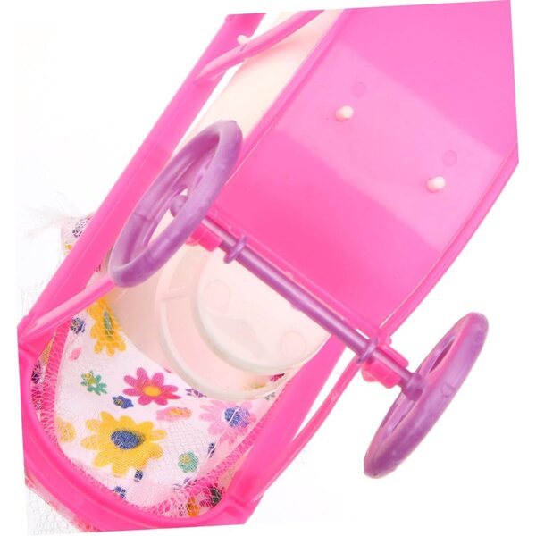 Miniatur-Poussette für rosa Puppen, realistisch und kompakt für Spiele und Dekorationen