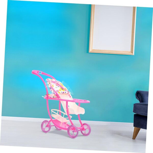 Miniatur-Poussette für rosa Puppen, realistisch und kompakt für Spiele und Dekorationen