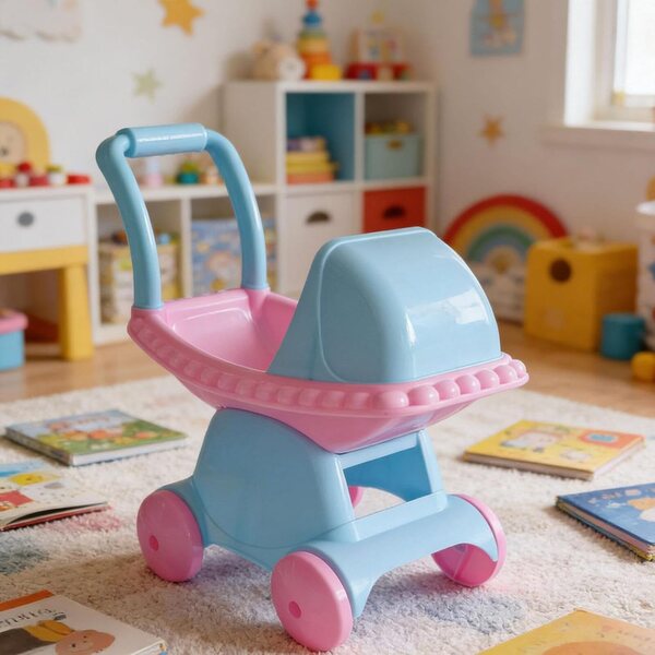 MERIGLARE Poussette per Bambole Miniatura Realistica Rosa 12x21x23 cm