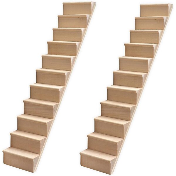 Scale in legno per casa delle bambole 1:12 set 2 pezzi senza corrimano