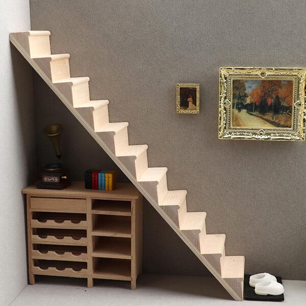 Scale in legno per casa delle bambole 1:12 set 2 pezzi senza corrimano