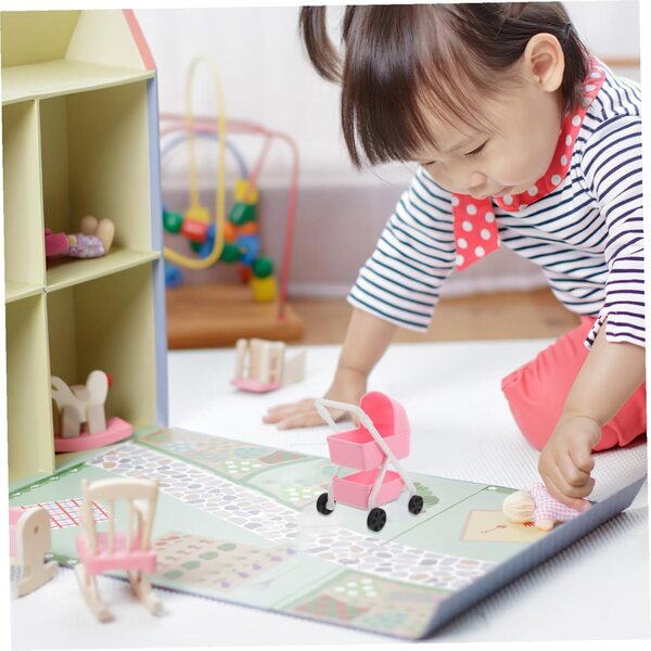 VICASKY Miniatur-Poussette für Puppen – realistisches Spiel und dekoratives Accessoire