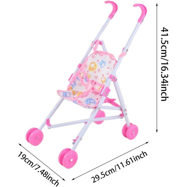 Mini-Klapppuppen-Kinderwagen – Simulationsspielzeug für Kinder von 1–3 Jahren, Rot