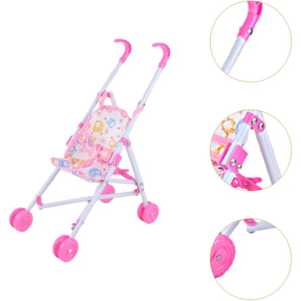 Mini-Klapppuppen-Kinderwagen – Simulationsspielzeug für Kinder von 1–3 Jahren, Rot