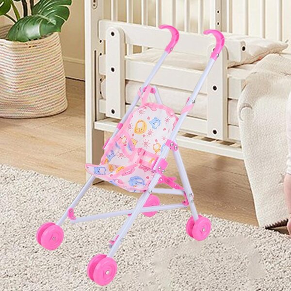 Mini-Klapppuppen-Kinderwagen – Simulationsspielzeug für Kinder von 1–3 Jahren, Rot