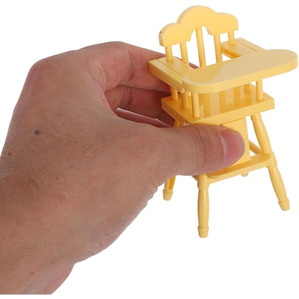 VICASKY Poussette e Sedia Alta Miniature per Casa delle Bambole in ABS Giallo
