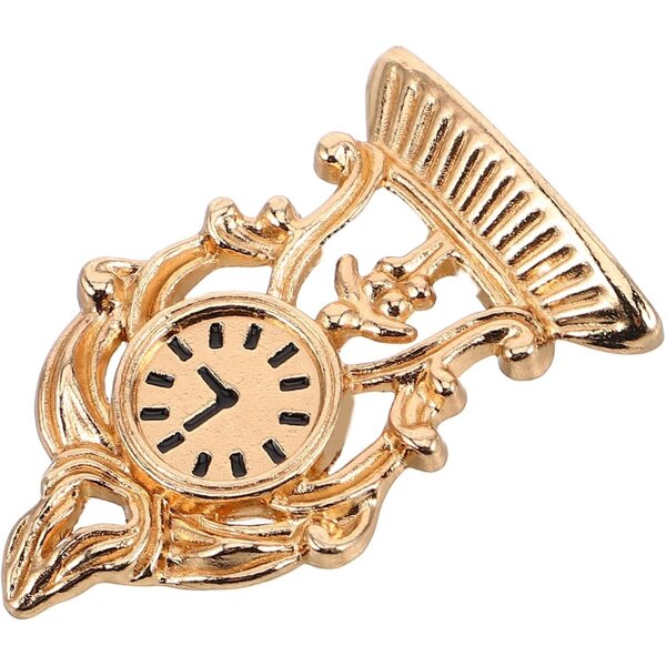 iplusmile Mini Orologio da Tavolo Vintage in Metallo Dorato per Casa delle Bambole