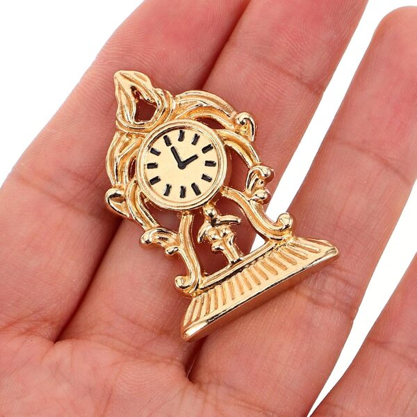 iplusmile Mini Orologio da Tavolo Vintage in Metallo Dorato per Casa delle Bambole