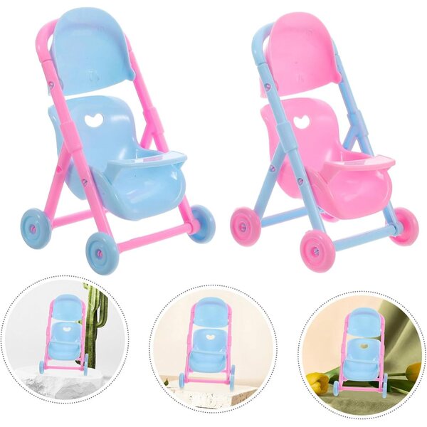 Abaodam Set mit 2 faltbaren Poussetten für realistische Puppen, 14 cm, Lernspiel