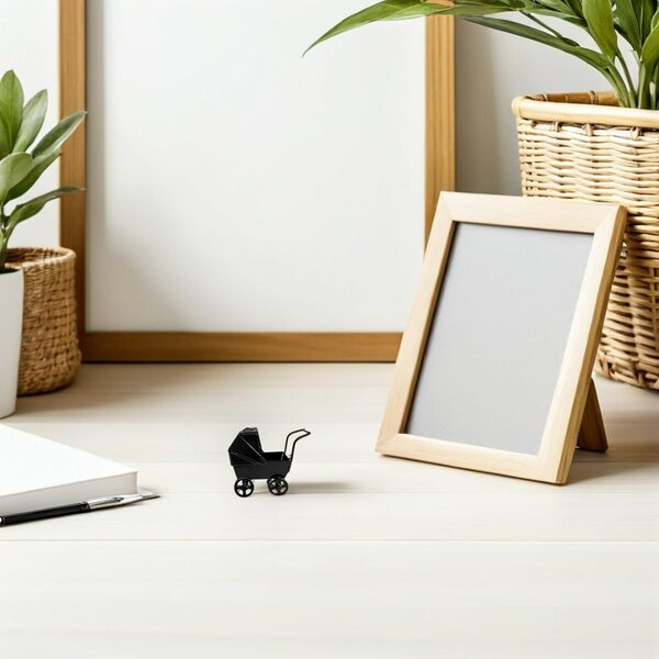 Mini-Poussette in Schwarz-Metallic für Puppen – dekoratives Accessoire und Vintage-Spielzeug