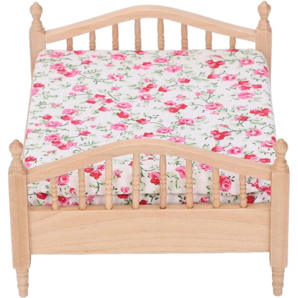 Letto per Casa delle Bambole in Miniatura 1/12 in Legno di Betulla Elegante e Duraturo