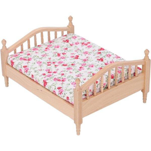 Letto per Casa delle Bambole in Miniatura 1/12 in Legno di Betulla Elegante e Duraturo
